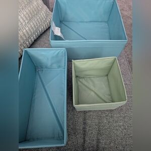 Set of Blue and Green Drawer Organizer Bins